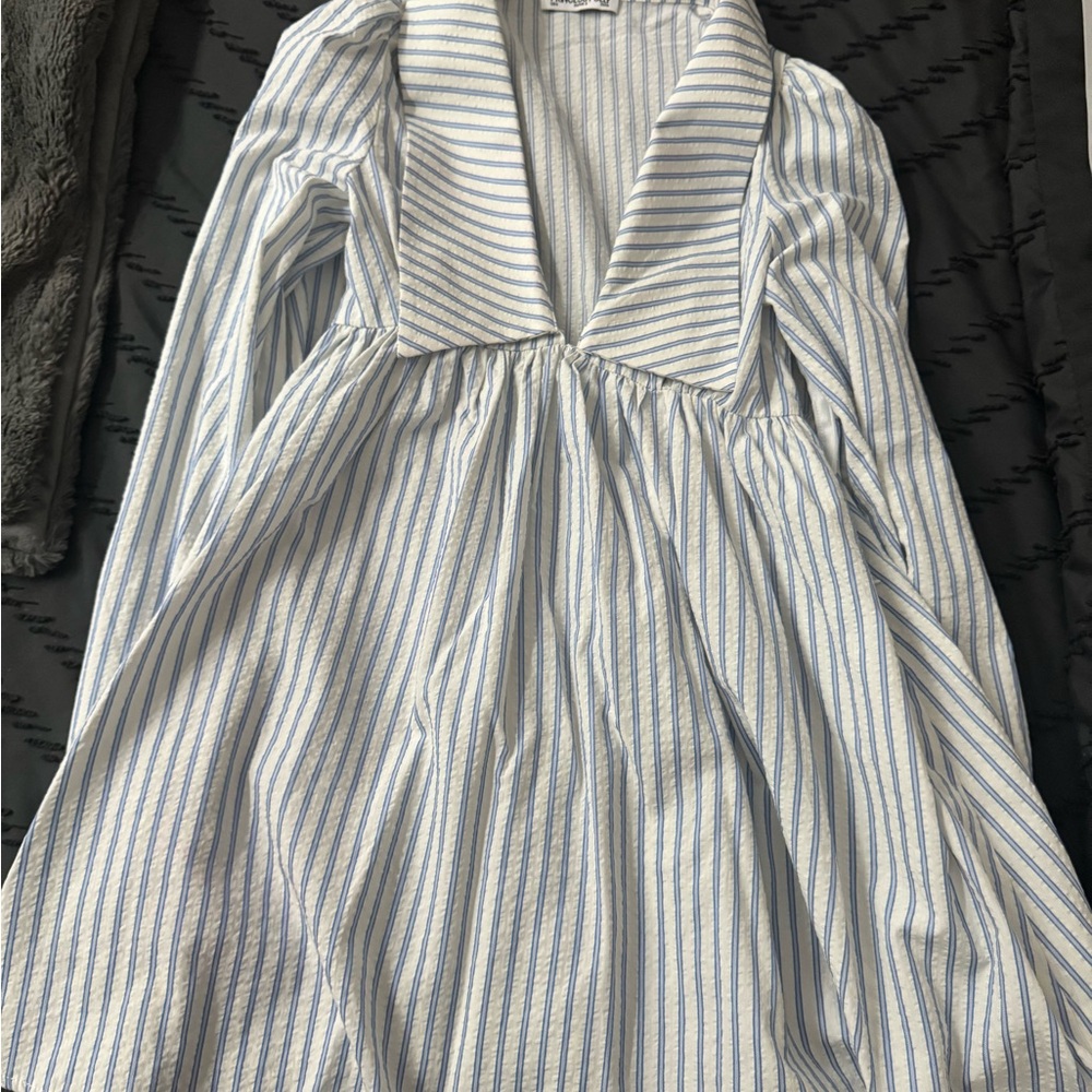 Princess Polly Blue and White Striped Blouse